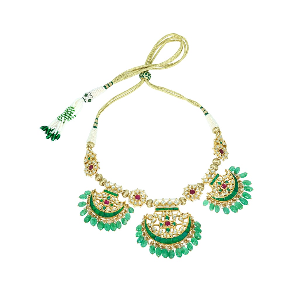 Pankhi Necklace with Polkis, Emerald Maniyas, and Ruby Talafs